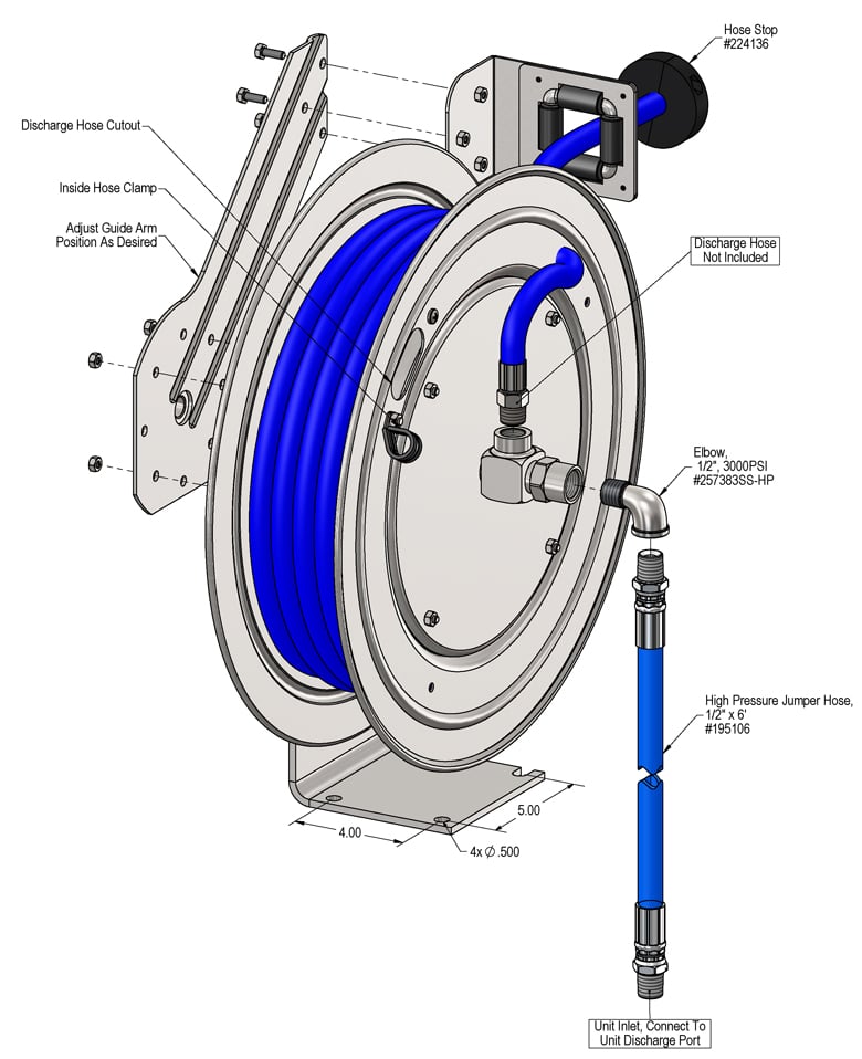 Hose Reel, SS, For 1/2