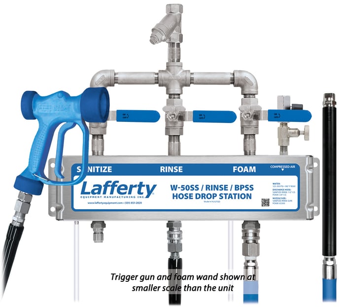 W-50SS Sanitize / Rinse / BPSS Foam Hose Drop Station W/ QD's
