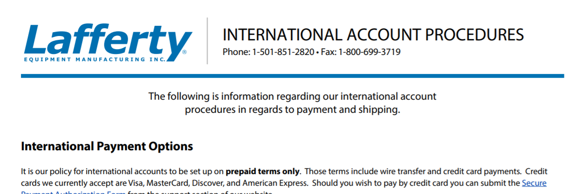 International Account Procedures
