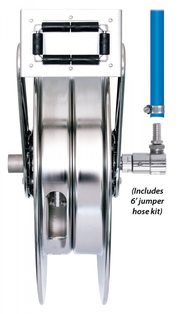 Hose Reel, SS, For 1/2" x 75', 150 PSI, With Jumper Hose Kit Lafferty