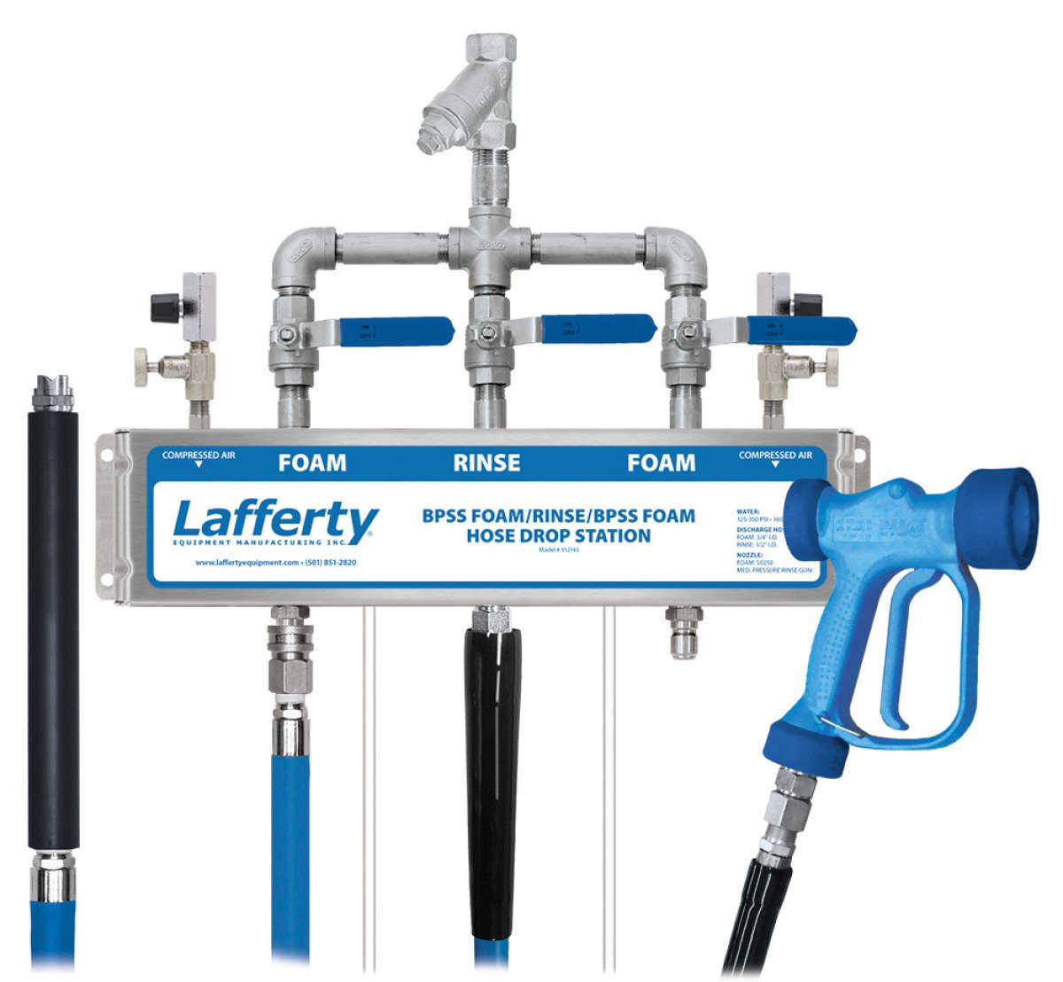 BPSS Foam / Rinse / BPSS Foam Hose Drop Station Lafferty Equipment