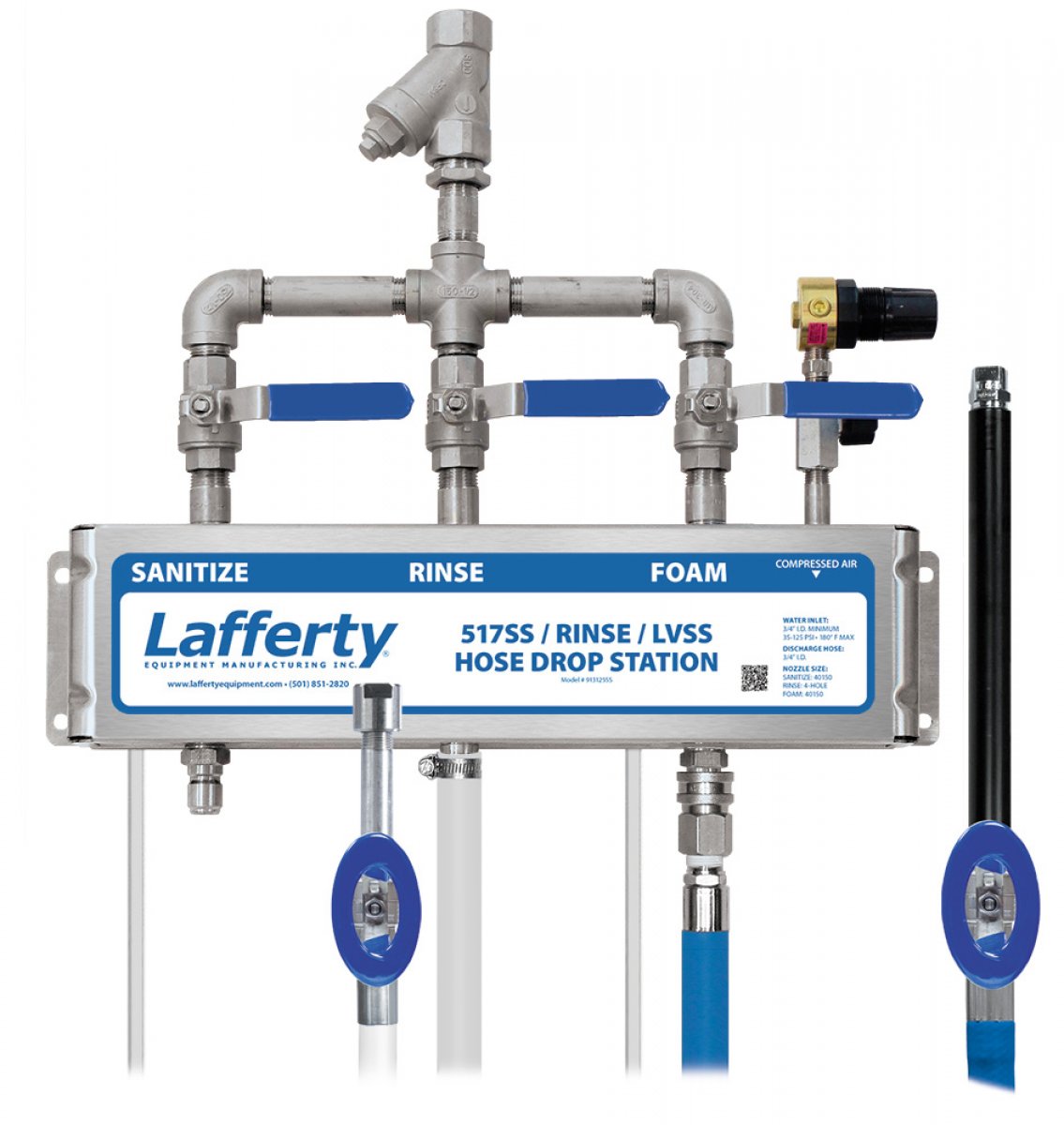 517 SS Sanitize / Rinse / LVSS Foam Hose Drop Station Lafferty
