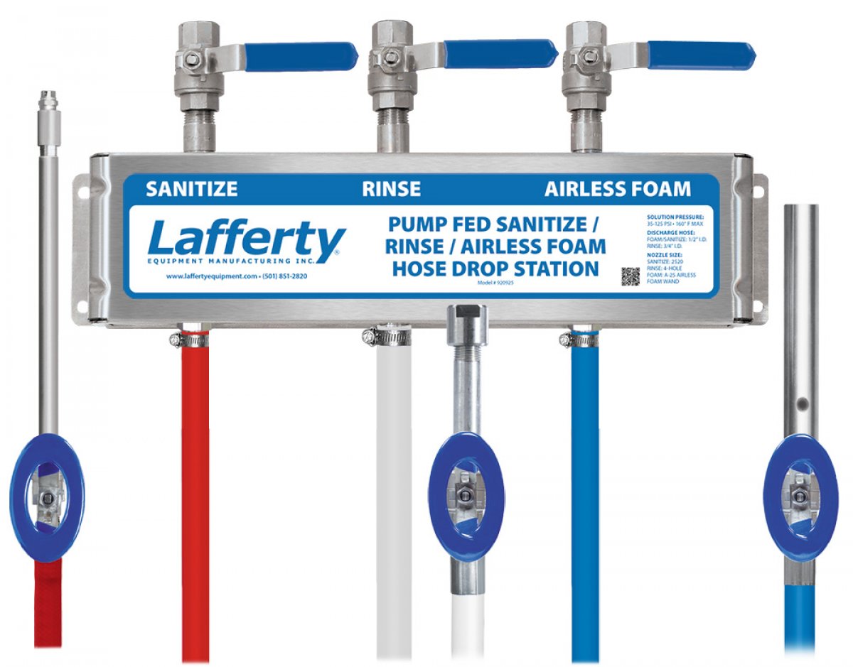 Pump Fed Sanitize / Rinse / Airless Foam Hose Drop Station Lafferty