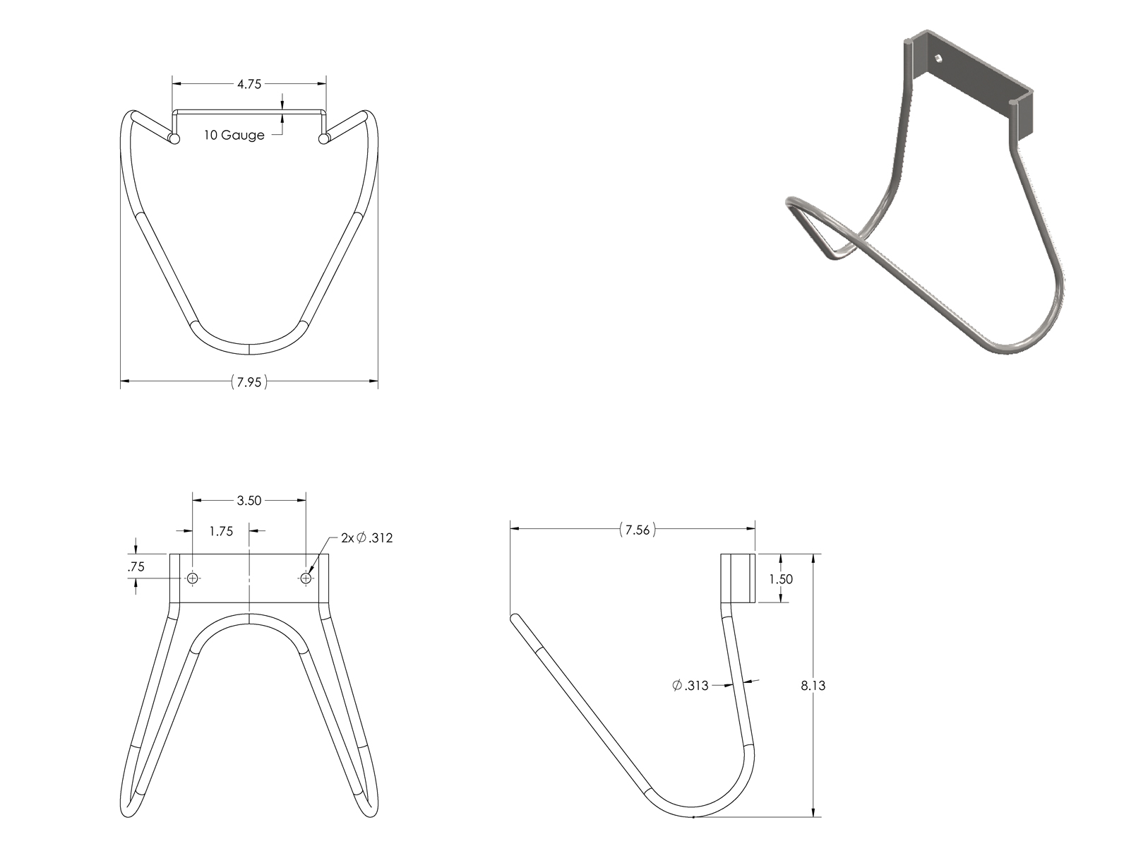 A-3 224150 - Hose Rack, SS, Large | Lafferty Equipment Manufacturing, LLC