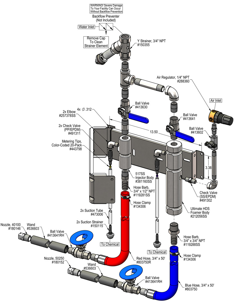914220SS - 517 SS Sanitize / Ultimate SS Foam Hose Drop