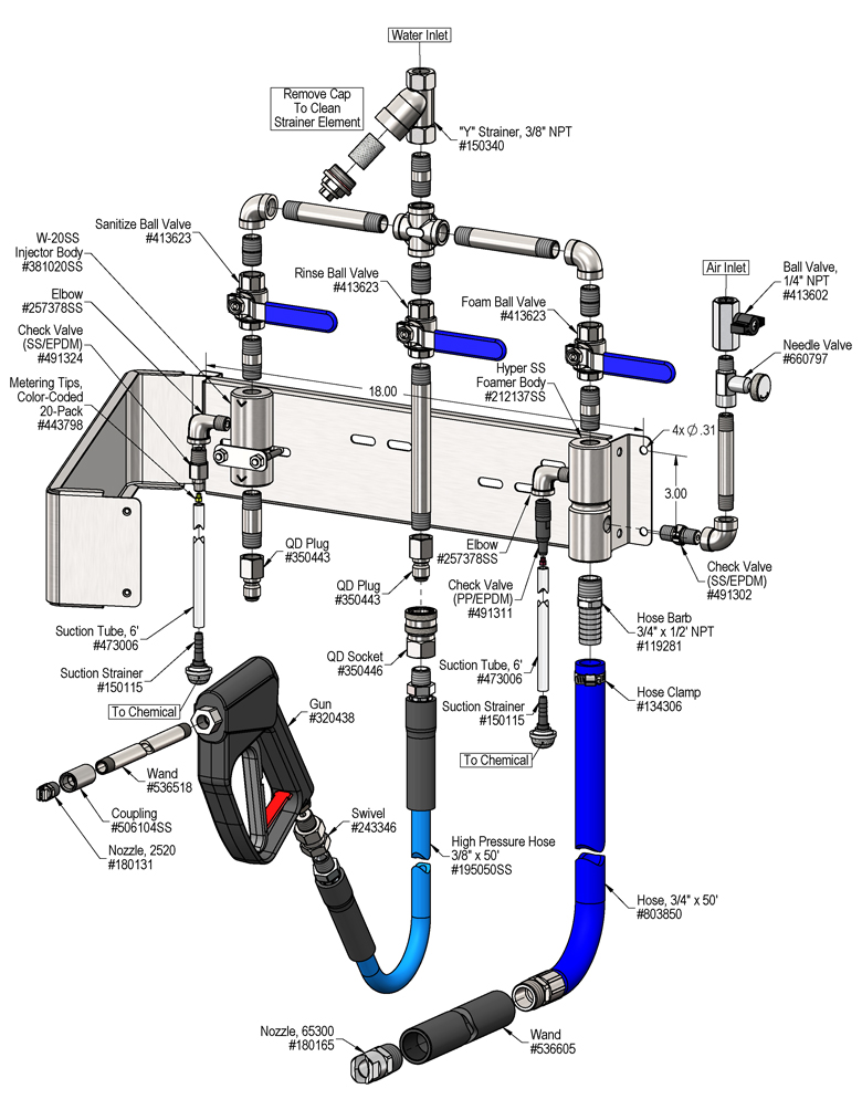917227 - W-20SS Sanitize / Rinse / Hyper SS Foam Hose Drop 917227 - W-20SS Sanitize / Rinse / Hyper SS Foam Hose Drop