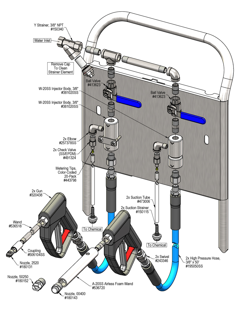 917942 - Portable W-20SS Sanitize / A20 Airless Foam Hose Drop