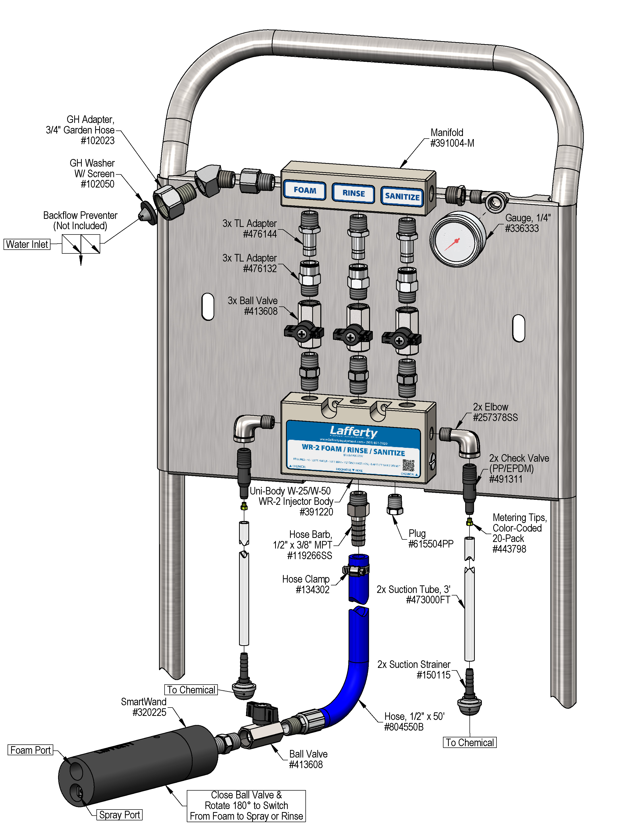 975297 - Portable WR-2 Foam/Rinse/Sanitize W/SmartWand | Lafferty