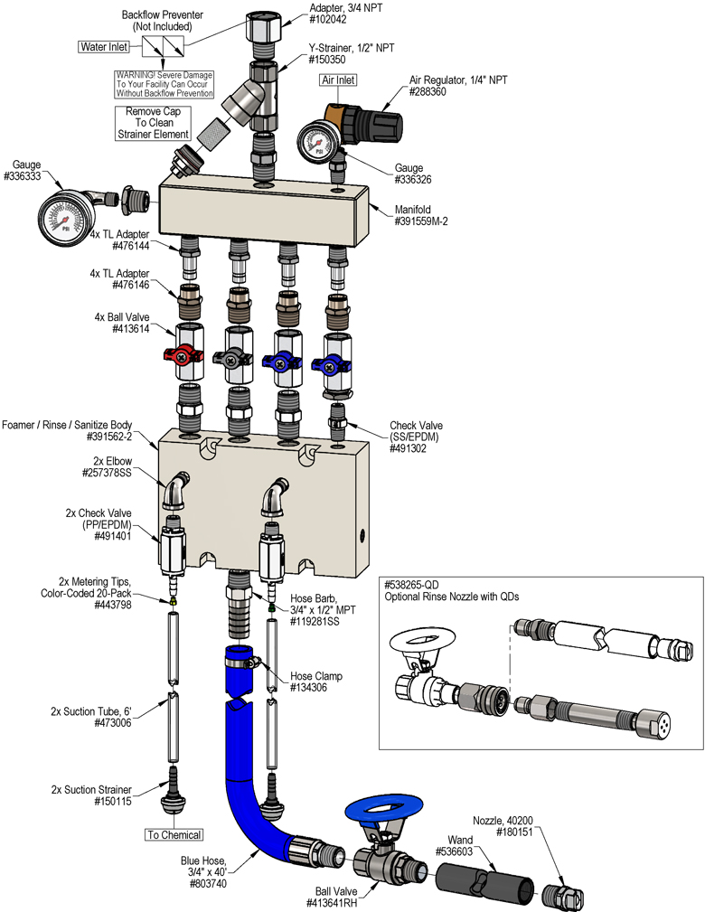 975636 - 1-Hose Uni-Body 517 Sanitize / Rinse / LC Foam System